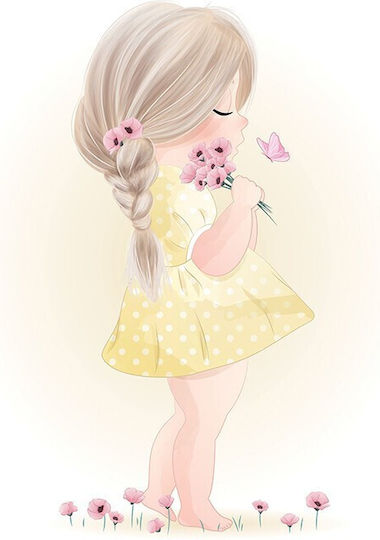 Posters Girl Pink Flowers Paper 60x60cm
