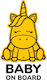 Sticker Sign "Baby On Board" 20x20cm Unicorn
