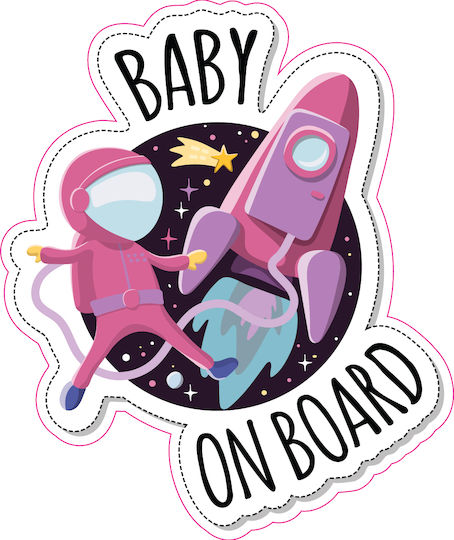 Стикер За Колата "baby On Board" 20x17см Розов