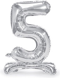 Standing Foil Balloon Number 5 70cm Silver