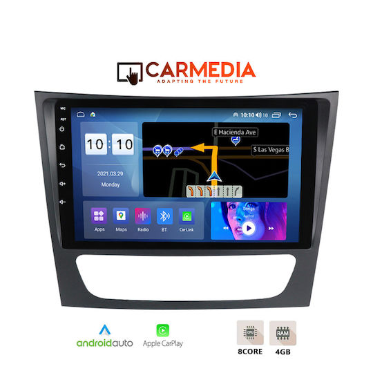 Carmedia Auto-Audiosystem für Mercedes-Benz E Klasse / CLS Klasse 2003-2009 (Bluetooth/USB/WiFi/GPS/Apple-Carplay/Android-Auto) mit Touchscreen 9"