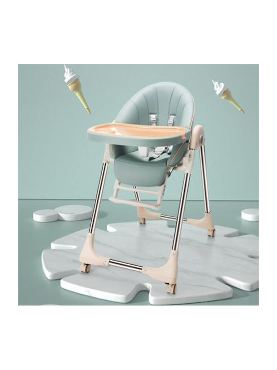 Dream House Foldable Baby Highchair with Adjustable Height Green