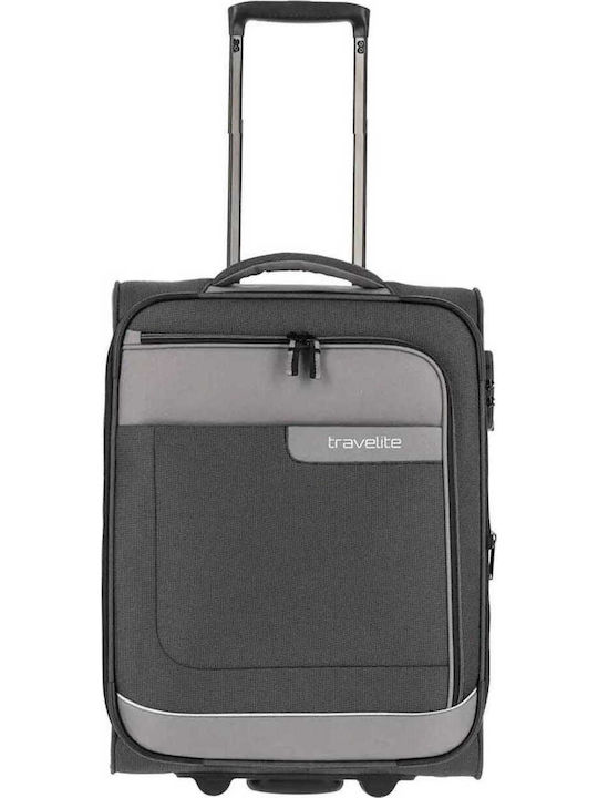 Travelite Valiză De Călătorie Cabina Material Textil Gri Neagră Cu 2 Roți Înălțime 55 Cm