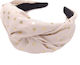 Headband Turban Small Polka Dot & Knot Beige