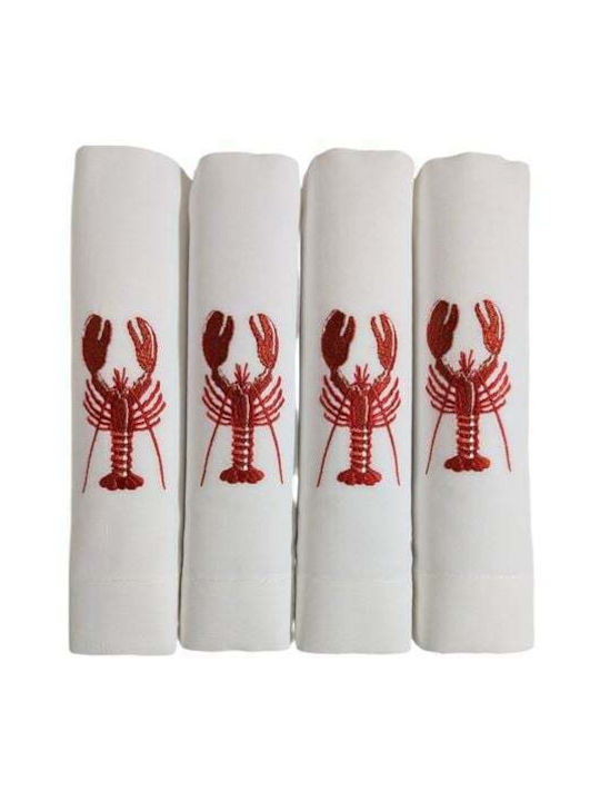 Nakas Concept Napkin Linen Set 4pcs Red 50x50cm