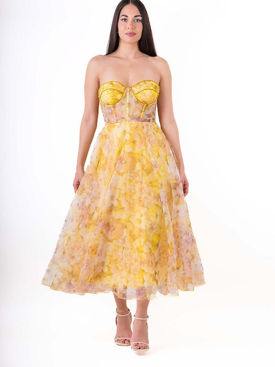 Peak A Side Wedding - Christening Dress Yellow