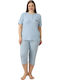 Lindros Summer Women's Pyjama Set Sky Blue