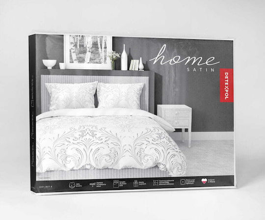 Detexpol Σετ Παπλωματοθήκη Βαμβακερή 140x200cm Μονή με 2 Μαξιλαροθήκες Ash Gray