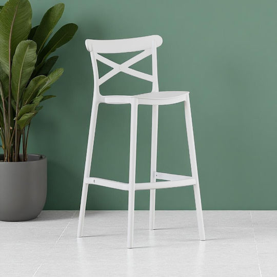 Stool for Bar Outdoor Elly White 49x47x100cm