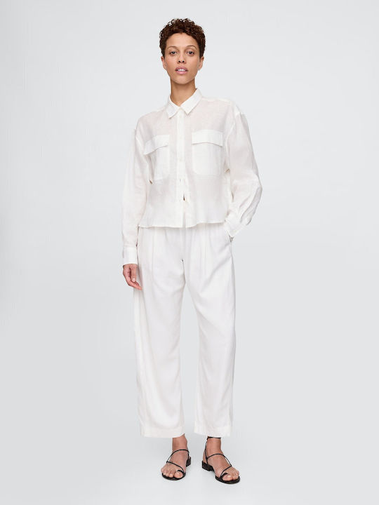 GAP Damen Leinen Hose Off White