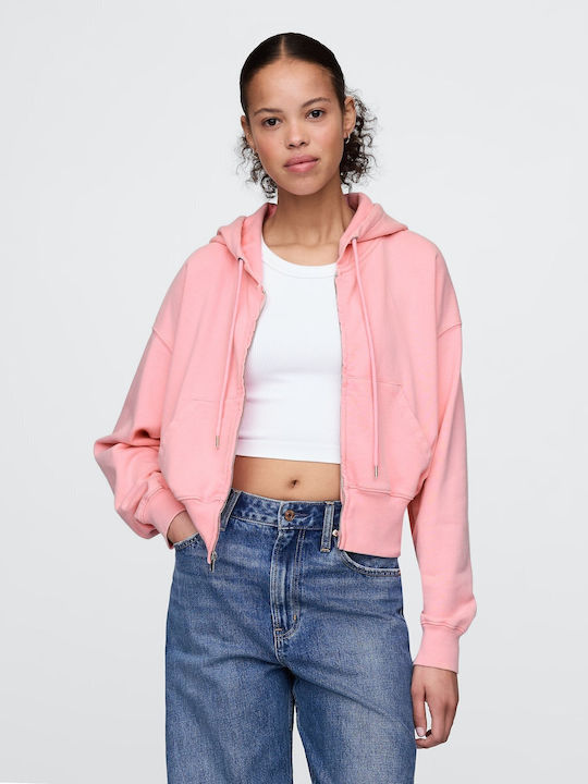 GAP Long Women's Sweatshirt Jacket Hooded May Pink
