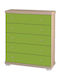 183095 Comodă Cu 5 Sertare Din Melamină 80x45x90 Înălțime Stejar-Verde Deschis