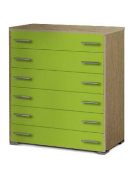 183114 Kommode Mit 6 Melamin 90×45×108 Höhe Eiche-Limette