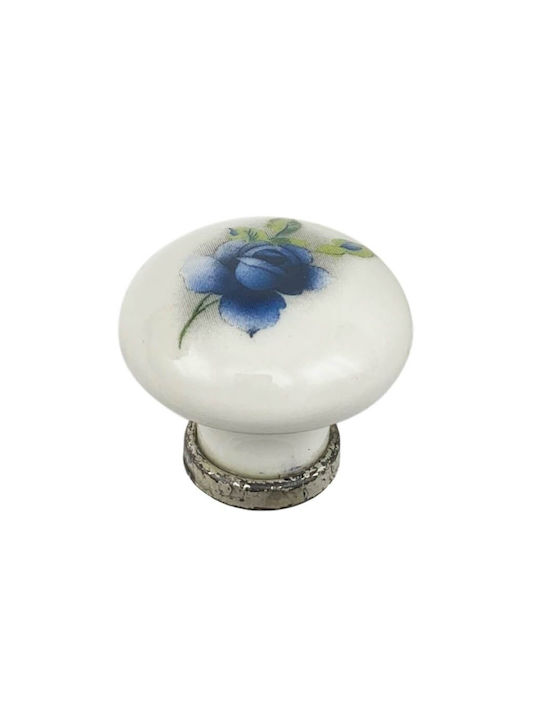 Möbelgriff Gem Pc 50 Antik Silber Weiß Blau Durchmesser 31mm