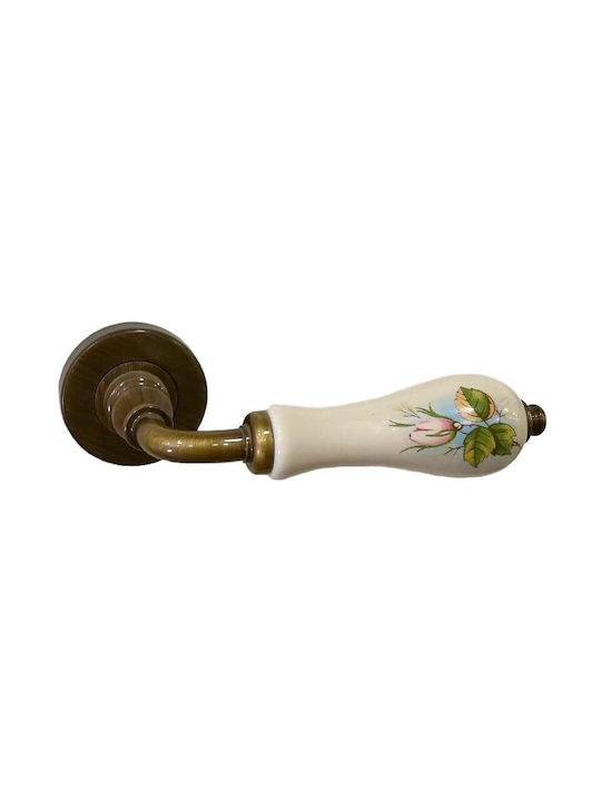 Door Handles Rosette Linea Cali Martina Glossy Bronze Ivory Porcelain Cabinet Door Pair