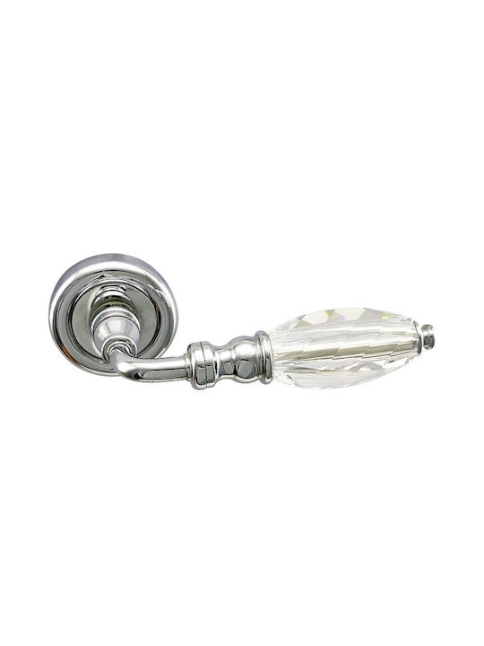 Door Handles Rosette Linea Cali Diamante Chrome Swarovski Crystal Right Cylinder Security