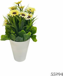 Plantă Artificială Ibergarden Dimensiuni 10x10x22cm Ghiveci Alb Flori Galbene Plantă Artificială Ibergarden Dimensiuni 10x10x22cm Ghiveci Alb Flori Galbene