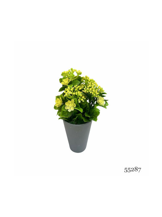 Plantă Artificială Ibergarden Dimensiuni 11x11x22cm Ghiveci Gri Flori Galbene