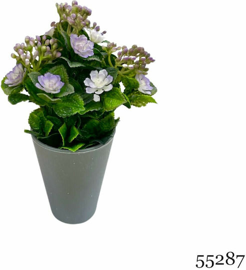 Plantă Artificială Ibergarden Dimensiuni 11x11x22cm Ghiveci Gri Flori Mov