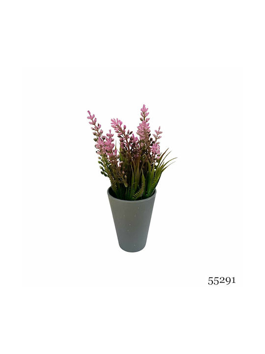 Plantă Artificială Ibergarden Dimensiuni 11x11x22cm Ghiveci Gri Flori Roz