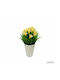 Τεχνητό Φυτό Ibergarden Διαστάσεων 11x11x20cm Λευκό Γλαστράκι Κίτρινα Άνθη