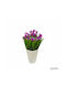 Plantă Artificială Ibergarden Dimensiuni 11x11x20cm Ghiveci Alb Flori Fucsia