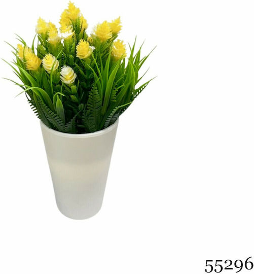 Plantă Artificială Ibergarden Dimensiuni 10x10x20cm Ghiveci Alb Flori Galbene