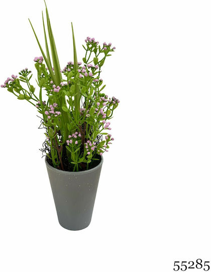 Plantă Artificială Ibergarden Dimensiuni 12x12x30cm Ghiveci Gri Flori Roz
