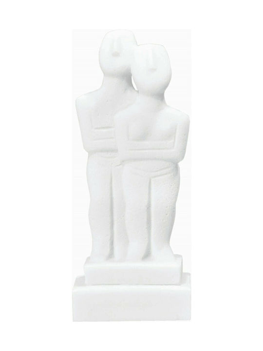 Figurină Cicladică Cuplu Statuetă Alabastru Alb 15cm