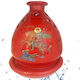 Vigil Oil Lamp Red Porcelain Height 16cm Image of Saint Demetrios