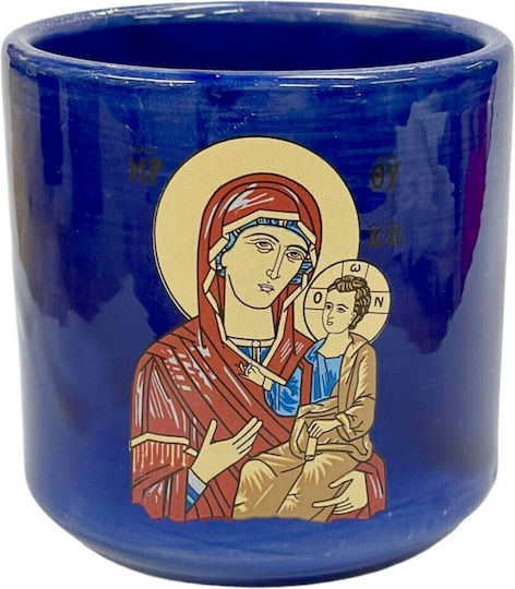 Kerze Tasse Keramik Theotokos Glasierte Blaue