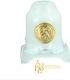 Covered Handmade Blown Glass Vigil Oil Lamp Icon of Virgin Mary White