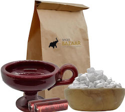Set Clay Incense Burner Charcoal 50g Myrrh Frag...