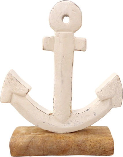 Ancoră Albă Din Lemn Pentru Masă Handmade 12.5x18cm