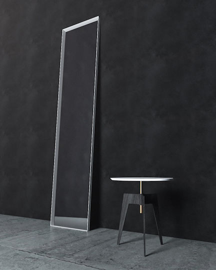 Rechteckiger Weißer Boden- oder Standspiegel 200x45cm
