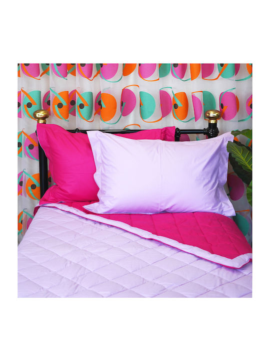Decotelia Double-Sided Coverlet Set Super King Lilac-Fuchsia 220x240 2 Pillowcases