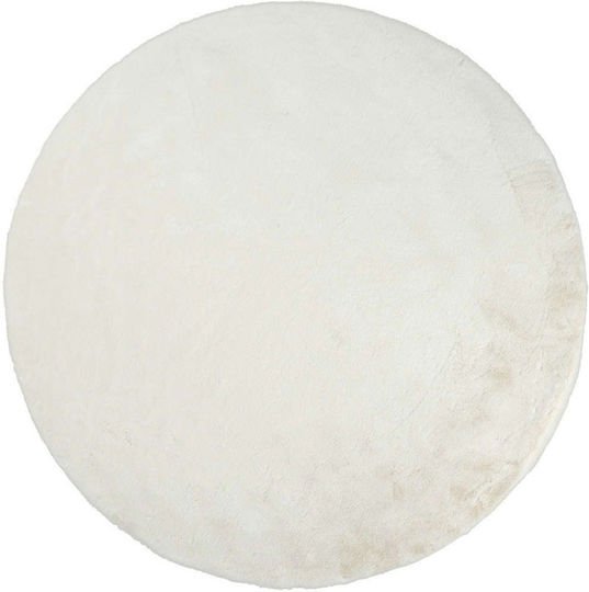 Super Fluffy Ecru Rund Teppich 160x160 Rund
