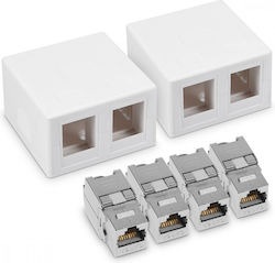 Set 2 Double Shielded Rj45 Network Sockets 2 Cat 6a Connectors Kwmobile White Plastic 50454.02.02