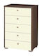 183101 Melamine Chest of Drawers 5-Drawer Narrow 60x45x90 Height Walnut-Ecru