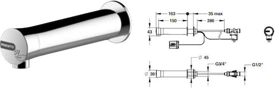 Presto Neo Wandarmischer Sensor Wasserhahn Batterie