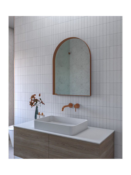 Κρεμαστός Καθρέπτης Iron Arch 60x80 Εκ Led Gold Mat Χρυσό