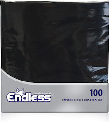 Χαρτοπετσέτες Πολυτελείας Μαύρες 2φ Endless 38x38cm Συσκ/100φυλ