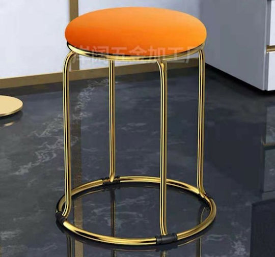 Metallischer Goldener Hocker Vierbeinig Samt Sitz Orange 28x46 Natural Home