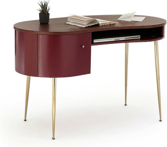 Topim Wooden Red Desk with Metal Legs 120x60x75.3cm