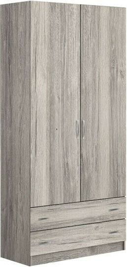 Kleiderschrank Doppeltür Aschgrau Griechische Herstellung Melamin 90x180x60cm