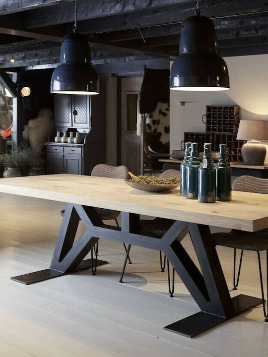 Handmade Dining Table Metal Wood H0.80 x L2.50 x W0.80 Molfs