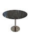 Трапезна Маса Кръгла Inox База Marbel 0.8up MDF В Цвят Черен Гранит Φ80x75см