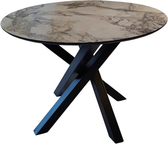 Round Table Marbel0.8 MDF With Gray White Marble Design Metal Base Φ80x78h cm