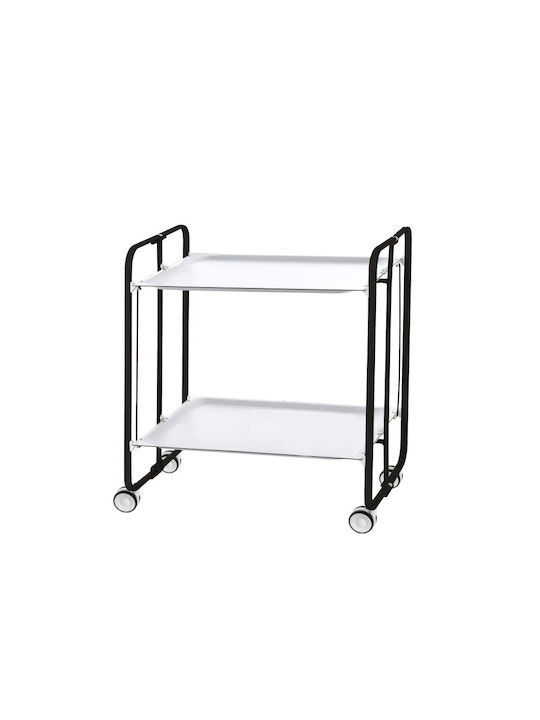 Klappbarer Aluminium-Couchtisch Weiß Schwarz Rahmen 66x43x72cm