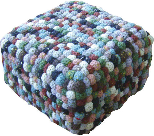 Pouf Hocker Πουφ Jgs S.a Grau Braun Grün Crotia 2 Bälle Teppich Hocker-043 45x45x35cm